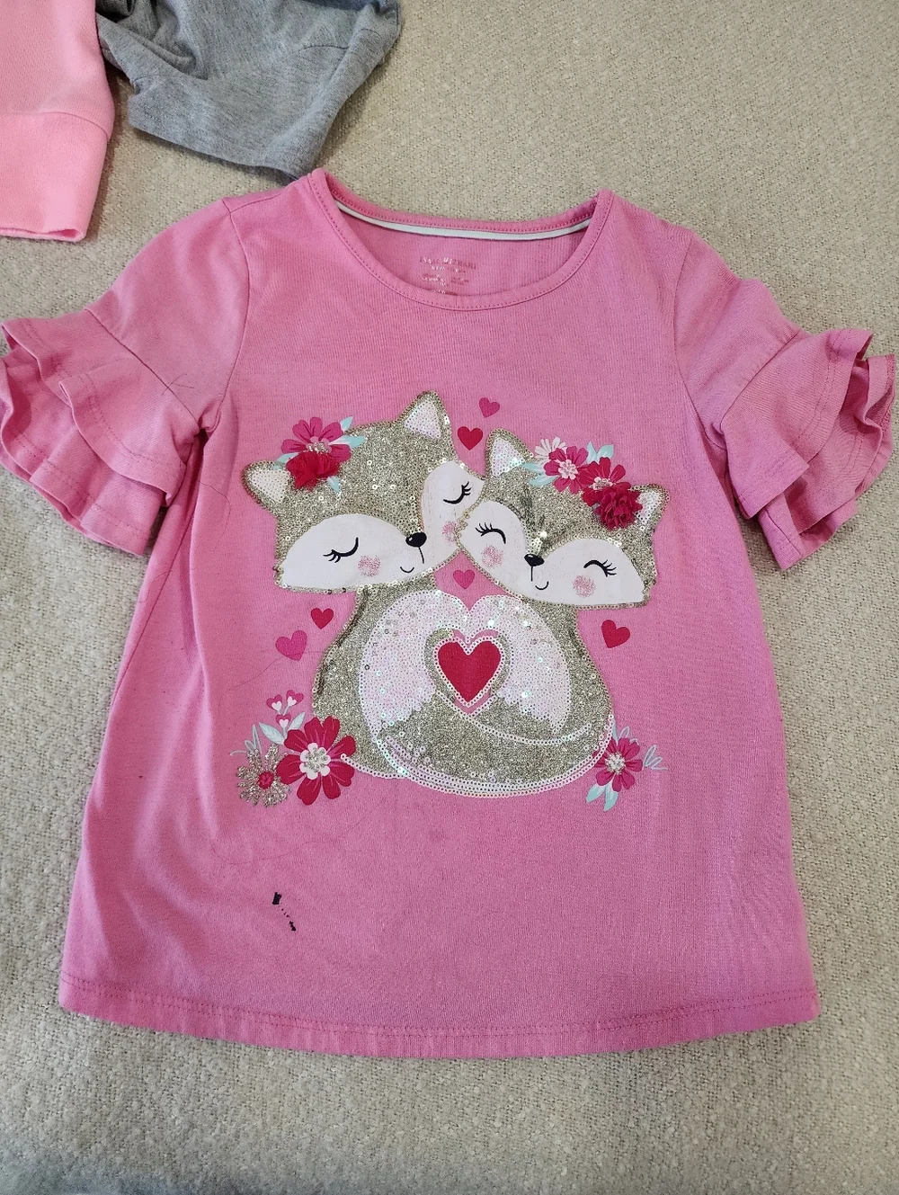 Girls' 5 Graphic Tee Bundle - Pink, Gray, Black, Light Pink